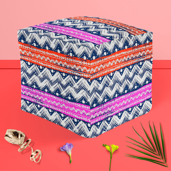 Bold Zigzag Footstool Footrest Puffy Pouffe Ottoman Bean Bag | Canvas Fabric-Footstools-FST_CB_BN-IC 5007506 IC 5007506, Christianity, Culture, Ethnic, Fashion, Illustrations, Patterns, Stripes, Traditional, Tribal, World Culture, bold, zigzag, puffy, pouffe, ottoman, footstool, footrest, bean, bag, canvas, fabric, vector, seamless, pattern, hand, painted, brushstrokes, bright, colors, print, wallpaper, fall, winter, textile, christmas, wrapping, paper, artzfolio, pouf, ottoman stool, ottoman furniture, ott