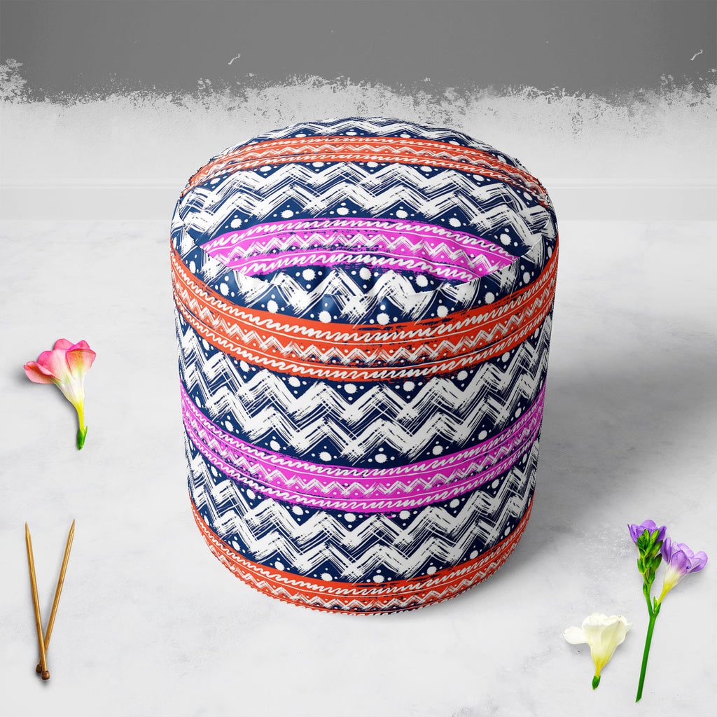 Bold Zigzag Footstool Footrest Puffy Pouffe Ottoman Bean Bag | Canvas Fabric-Footstools-FST_CB_BN-IC 5007506 IC 5007506, Christianity, Culture, Ethnic, Fashion, Illustrations, Patterns, Stripes, Traditional, Tribal, World Culture, bold, zigzag, footstool, footrest, puffy, pouffe, ottoman, bean, bag, canvas, fabric, vector, seamless, pattern, hand, painted, brushstrokes, bright, colors, print, wallpaper, fall, winter, textile, christmas, wrapping, paper, artzfolio, pouf, ottoman stool, ottoman furniture, ott