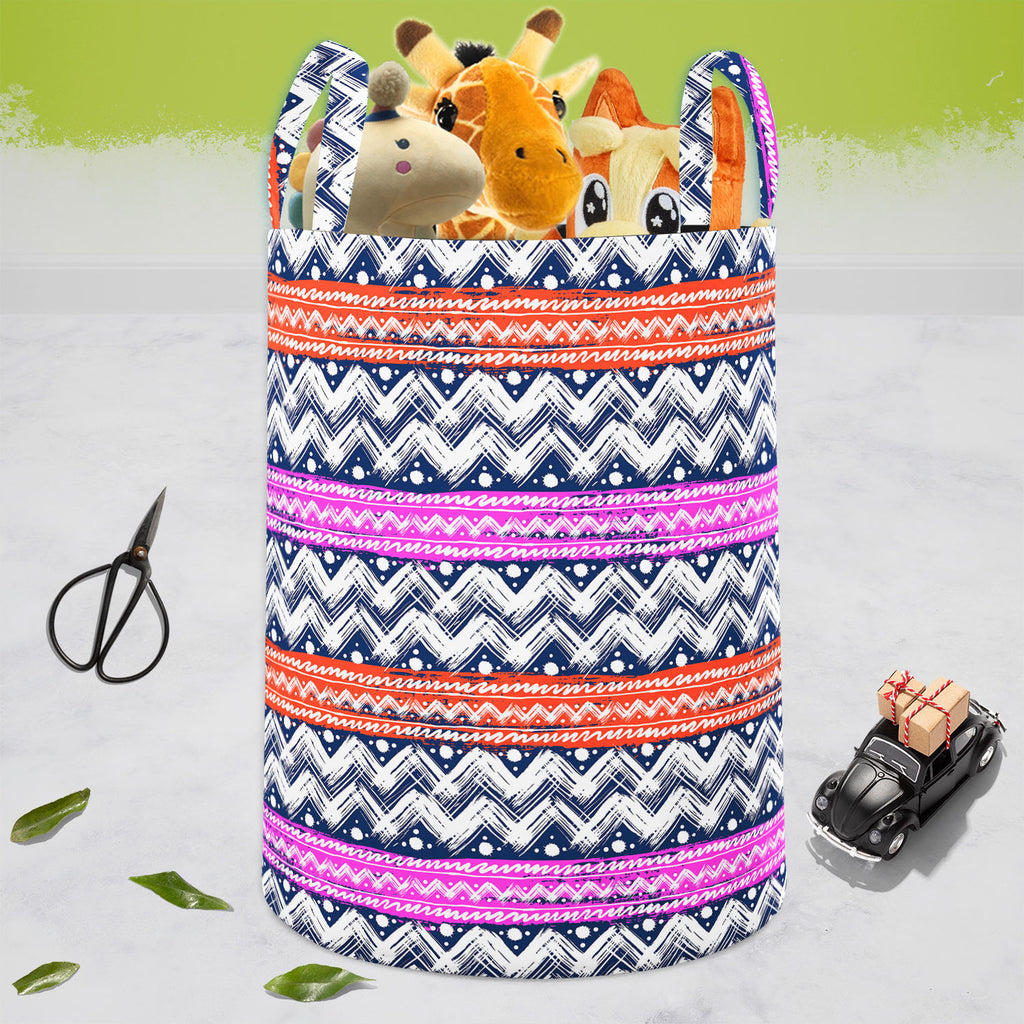 Bold Zigzag Foldable Open Storage Bin | Organizer Box, Toy Basket, Shelf Box, Laundry Bag | Canvas Fabric-Storage Bins-STR_BI_CB-IC 5007506 IC 5007506, Christianity, Culture, Ethnic, Fashion, Illustrations, Patterns, Stripes, Traditional, Tribal, World Culture, bold, zigzag, foldable, open, storage, bin, organizer, box, toy, basket, shelf, laundry, bag, canvas, fabric, vector, seamless, pattern, hand, painted, brushstrokes, bright, colors, print, wallpaper, fall, winter, textile, christmas, wrapping, paper,