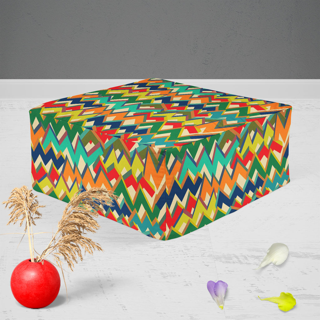 Zigzag Footstool Footrest Puffy Pouffe Ottoman Bean Bag | Canvas Fabric-Footstools-FST_CB_BN-IC 5007508 IC 5007508, Abstract Expressionism, Abstracts, Ancient, Bohemian, Chevron, Digital, Digital Art, Drawing, Geometric, Geometric Abstraction, Graffiti, Graphic, Hipster, Historical, Illustrations, Medieval, Modern Art, Patterns, Retro, Semi Abstract, Signs, Signs and Symbols, Splatter, Stripes, Triangles, Vintage, Watercolour, zigzag, footstool, footrest, puffy, pouffe, ottoman, bean, bag, canvas, fabric, a