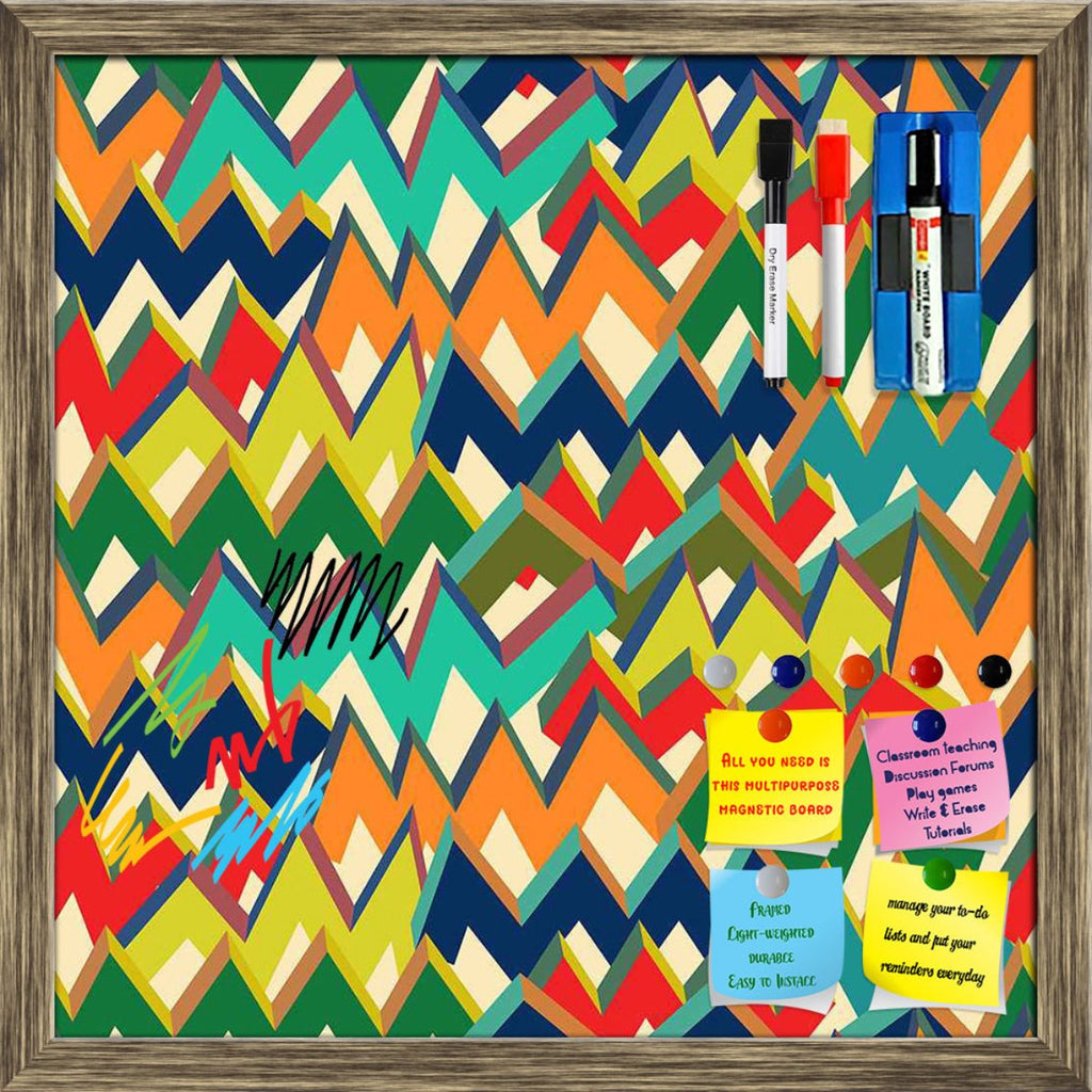 Zigzag Framed Magnetic Dry Erase Board | Combo with Magnet Buttons & Markers-Magnetic Boards Framed-MGB_FR-IC 5007508 IC 5007508, Abstract Expressionism, Abstracts, Ancient, Bohemian, Chevron, Digital, Digital Art, Drawing, Geometric, Geometric Abstraction, Graffiti, Graphic, Hipster, Historical, Illustrations, Medieval, Modern Art, Patterns, Retro, Semi Abstract, Signs, Signs and Symbols, Splatter, Stripes, Triangles, Vintage, Watercolour, zigzag, framed, magnetic, dry, erase, board, printed, whiteboard, w