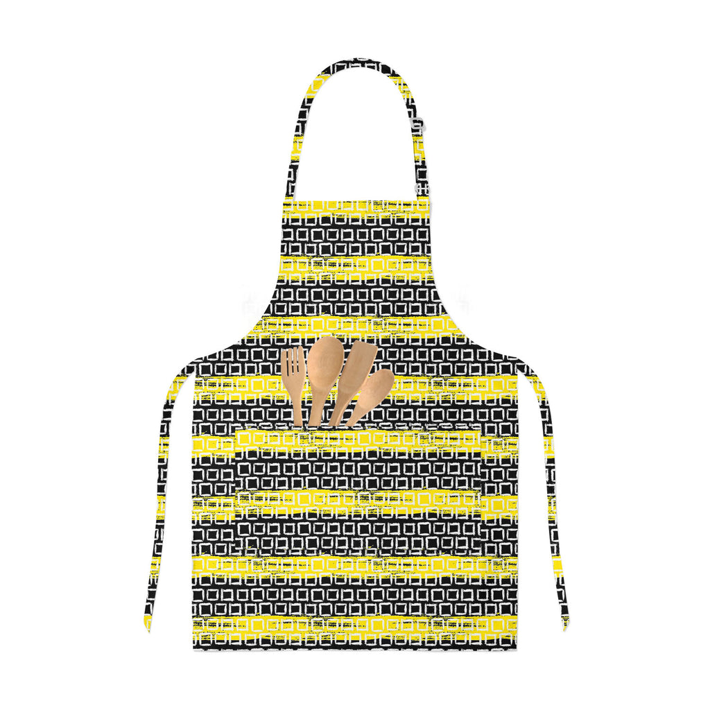 Mixed Geometric Art Apron | Adjustable, Free Size & Waist Tiebacks-Aprons Neck to Knee-APR_NK_KN-IC 5007509 IC 5007509, Black, Black and White, Fashion, Geometric, Geometric Abstraction, Illustrations, Patterns, White, mixed, art, apron, adjustable, free, size, waist, tiebacks, vector, pattern, small, hand, painted, squares, placed, rows, bright, yellow, web, print, summer, fall, textile, fabric, wallpaper, wrapping, paper, artzfolio, kitchen apron, white apron, kids apron, cooking apron, chef apron, aprons