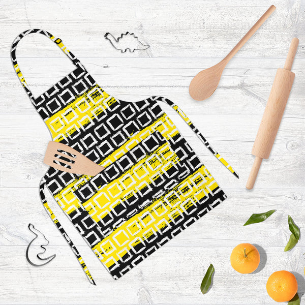 Mixed Geometric Art D1 Apron | Adjustable, Free Size & Waist Tiebacks-Aprons Neck to Knee-APR_NK_KN-IC 5007509 IC 5007509, Black, Black and White, Fashion, Geometric, Geometric Abstraction, Illustrations, Patterns, White, mixed, art, d1, full-length, neck, to, knee, apron, poly-cotton, fabric, adjustable, buckle, waist, tiebacks, vector, pattern, small, hand, painted, squares, placed, rows, bright, yellow, web, print, summer, fall, textile, wallpaper, wrapping, paper, artzfolio, kitchen apron, white apron, 