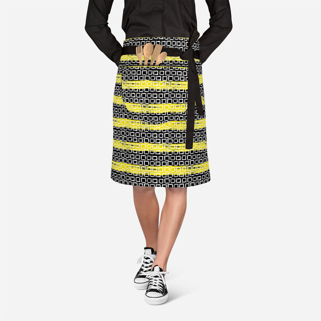 Mixed Geometric Art Apron | Adjustable, Free Size & Waist Tiebacks-Apron Waist to Feet-APR_WS_KN-IC 5007509 IC 5007509, Black, Black and White, Fashion, Geometric, Geometric Abstraction, Illustrations, Patterns, White, mixed, art, apron, adjustable, free, size, waist, tiebacks, vector, pattern, small, hand, painted, squares, placed, rows, bright, yellow, web, print, summer, fall, textile, fabric, wallpaper, wrapping, paper, artzfolio, kitchen apron, white apron, kids apron, cooking apron, chef apron, aprons
