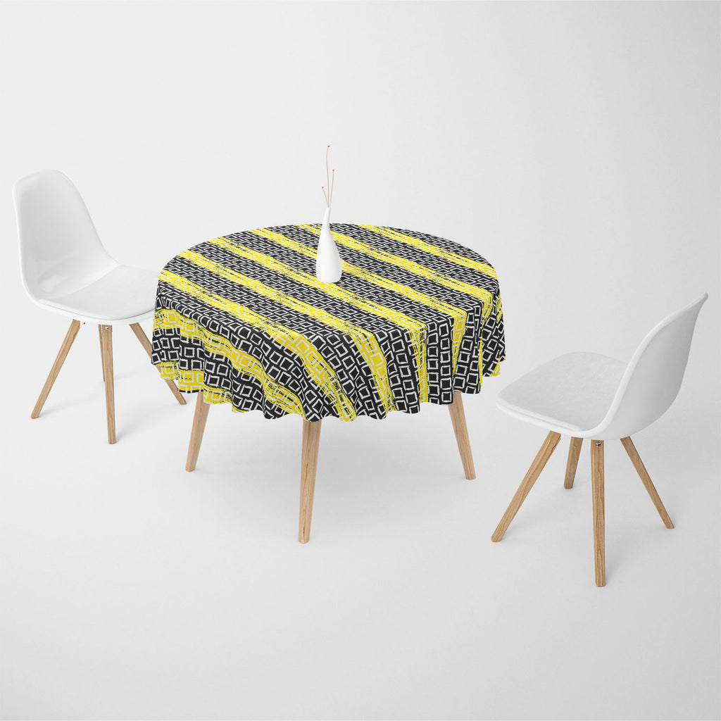 Mixed Geometric Art Table Cloth Cover-Table Covers-CVR_TB_RD-IC 5007509 IC 5007509, Black, Black and White, Fashion, Geometric, Geometric Abstraction, Illustrations, Patterns, White, mixed, art, table, cloth, cover, vector, pattern, small, hand, painted, squares, placed, rows, bright, yellow, web, print, summer, fall, textile, fabric, wallpaper, wrapping, paper, artzfolio, table cloth, table cover, dining table cloth, round table cloth, plastic sheet for dining table, center table cloth, table clothes, plas
