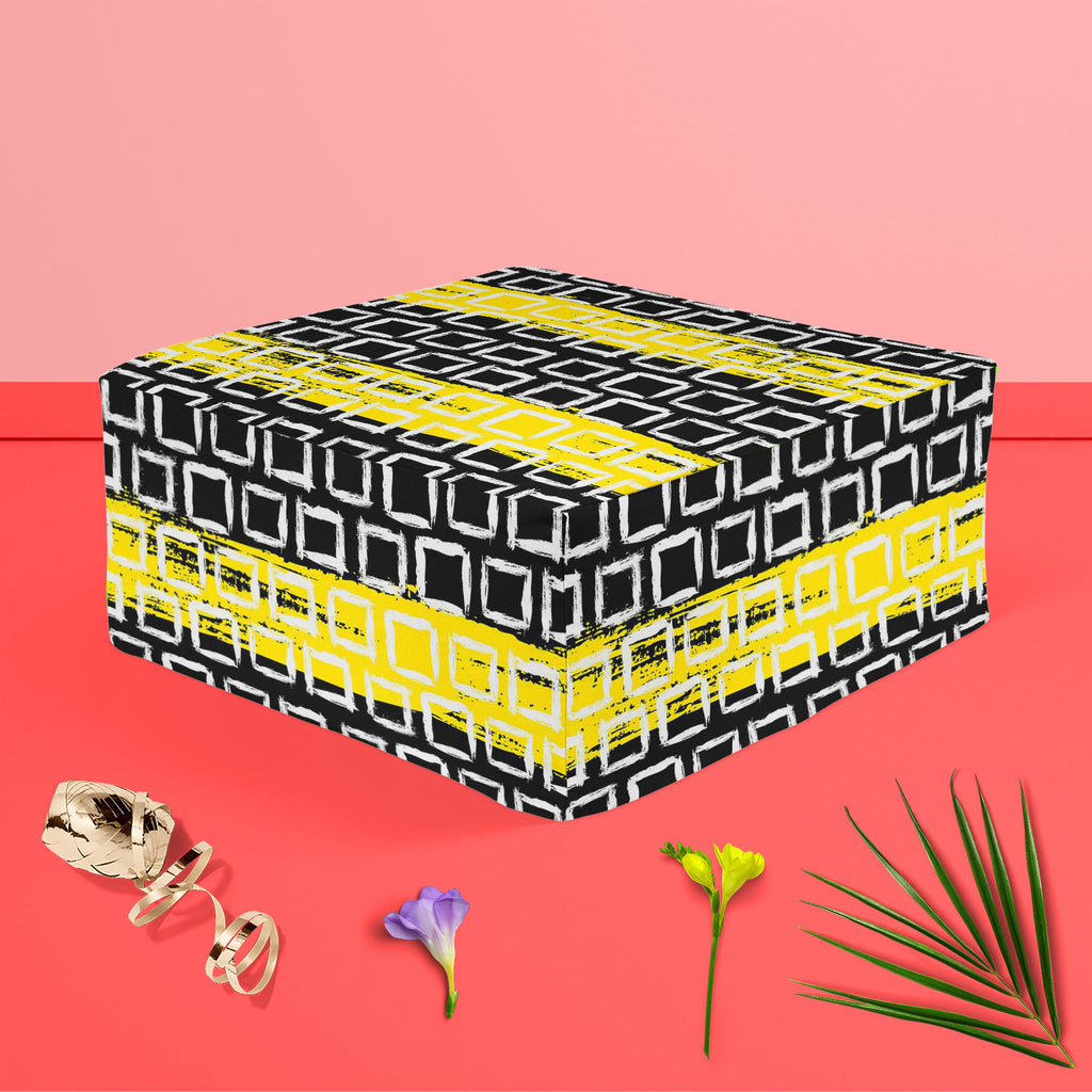 Mixed Geometric Art D1 Footstool Footrest Puffy Pouffe Ottoman Bean Bag | Canvas Fabric-Footstools-FST_CB_BN-IC 5007509 IC 5007509, Black, Black and White, Fashion, Geometric, Geometric Abstraction, Illustrations, Patterns, White, mixed, art, d1, footstool, footrest, puffy, pouffe, ottoman, bean, bag, canvas, fabric, vector, pattern, small, hand, painted, squares, placed, rows, bright, yellow, web, print, summer, fall, textile, wallpaper, wrapping, paper, artzfolio, pouf, ottoman stool, ottoman furniture, o