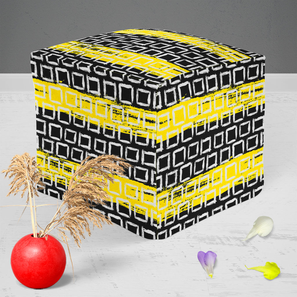 Mixed Geometric Art D1 Footstool Footrest Puffy Pouffe Ottoman Bean Bag | Canvas Fabric-Footstools-FST_CB_BN-IC 5007509 IC 5007509, Black, Black and White, Fashion, Geometric, Geometric Abstraction, Illustrations, Patterns, White, mixed, art, d1, footstool, footrest, puffy, pouffe, ottoman, bean, bag, canvas, fabric, vector, pattern, small, hand, painted, squares, placed, rows, bright, yellow, web, print, summer, fall, textile, wallpaper, wrapping, paper, artzfolio, pouf, ottoman stool, ottoman furniture, o