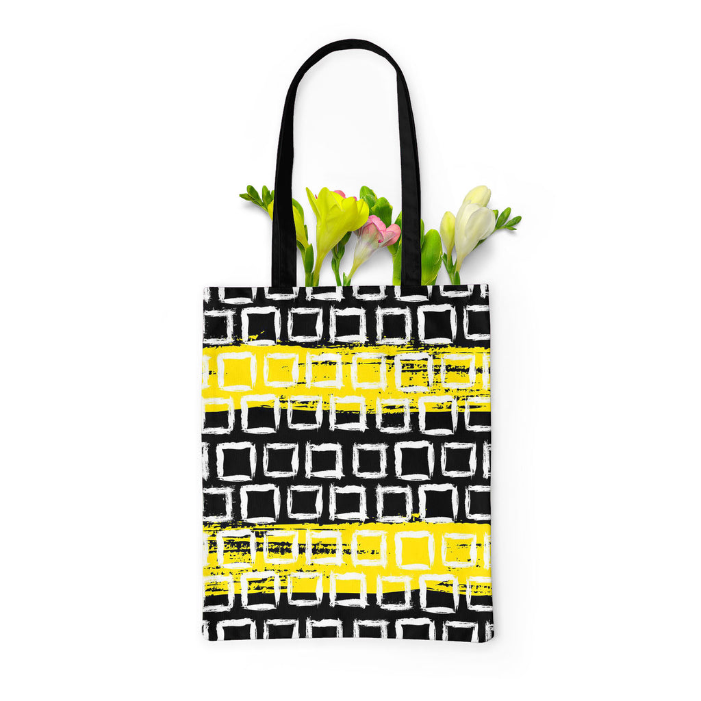 Mixed Geometric Art D1 Tote Bag Shoulder Purse | Multipurpose-Tote Bags Basic-TOT_FB_BS-IC 5007509 IC 5007509, Black, Black and White, Fashion, Geometric, Geometric Abstraction, Illustrations, Patterns, White, mixed, art, d1, tote, bag, shoulder, purse, multipurpose, vector, pattern, small, hand, painted, squares, placed, rows, bright, yellow, web, print, summer, fall, textile, fabric, wallpaper, wrapping, paper, artzfolio, tote bag, large tote bags, canvas bag, canvas tote bags, tote handbags, small tote b