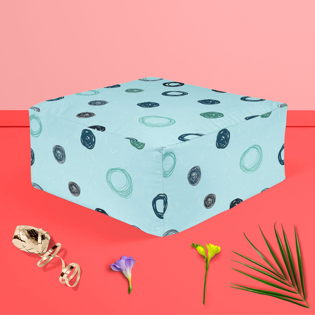 Circled Sketch Footstool Footrest Puffy Pouffe Ottoman Bean Bag | Canvas Fabric-Footstools-FST_CB_BN-IC 5007512 IC 5007512, Abstract Expressionism, Abstracts, Ancient, Art and Paintings, Black and White, Circle, Decorative, Digital, Digital Art, Dots, Fashion, Geometric, Geometric Abstraction, Graphic, Hand Drawn, Historical, Illustrations, Medieval, Modern Art, Nature, Patterns, Retro, Scenic, Semi Abstract, Signs, Signs and Symbols, Sketches, Vintage, White, circled, sketch, footstool, footrest, puffy, po