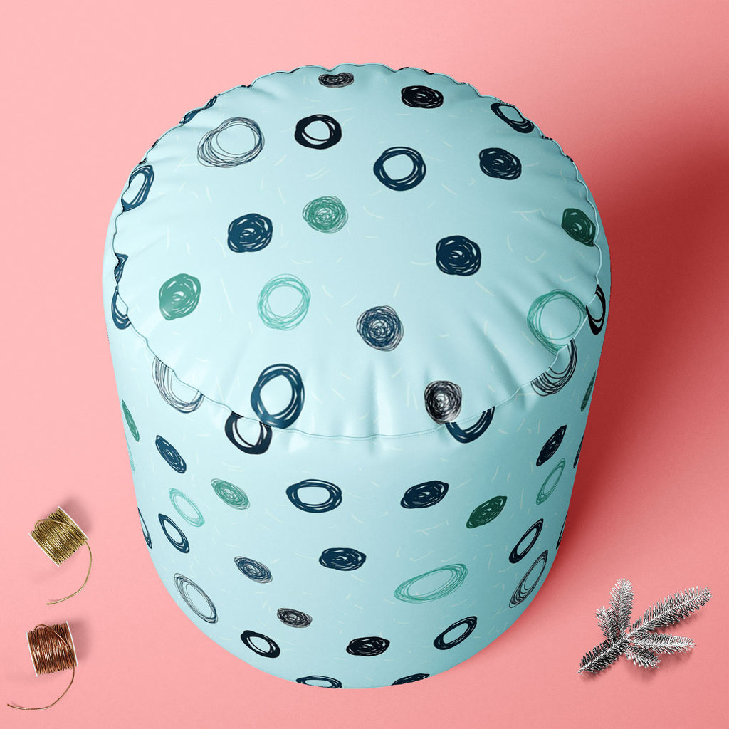 Circled Sketch Footstool Footrest Puffy Pouffe Ottoman Bean Bag | Canvas Fabric-Footstools-FST_CB_BN-IC 5007512 IC 5007512, Abstract Expressionism, Abstracts, Ancient, Art and Paintings, Black and White, Circle, Decorative, Digital, Digital Art, Dots, Fashion, Geometric, Geometric Abstraction, Graphic, Hand Drawn, Historical, Illustrations, Medieval, Modern Art, Nature, Patterns, Retro, Scenic, Semi Abstract, Signs, Signs and Symbols, Sketches, Vintage, White, circled, sketch, footstool, footrest, puffy, po