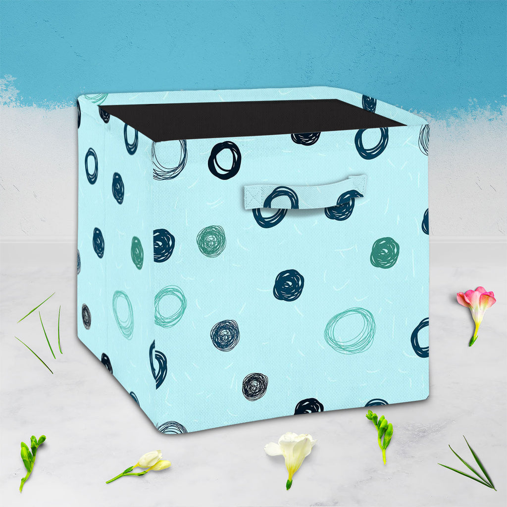 Circled Sketch Foldable Open Storage Bin | Organizer Box, Toy Basket, Shelf Box, Laundry Bag | Canvas Fabric-Storage Bins-STR_BI_CB-IC 5007512 IC 5007512, Abstract Expressionism, Abstracts, Ancient, Art and Paintings, Black and White, Circle, Decorative, Digital, Digital Art, Dots, Fashion, Geometric, Geometric Abstraction, Graphic, Hand Drawn, Historical, Illustrations, Medieval, Modern Art, Nature, Patterns, Retro, Scenic, Semi Abstract, Signs, Signs and Symbols, Sketches, Vintage, White, circled, sketch,