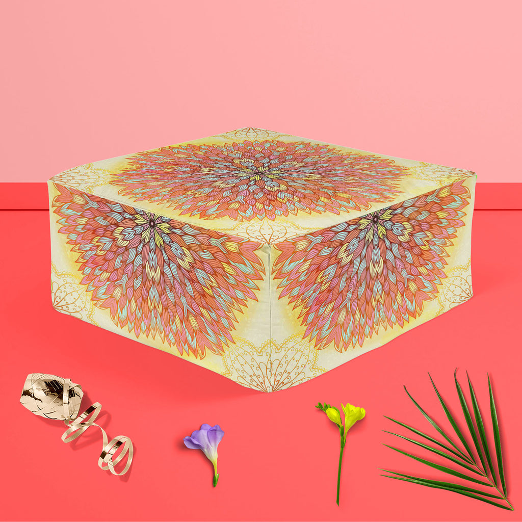 Ethnic Ornament D4 Footstool Footrest Puffy Pouffe Ottoman Bean Bag | Canvas Fabric-Footstools-FST_CB_BN-IC 5007516 IC 5007516, Abstract Expressionism, Abstracts, Allah, Arabic, Art and Paintings, Asian, Botanical, Circle, Cities, City Views, Culture, Drawing, Ethnic, Floral, Flowers, Geometric, Geometric Abstraction, Hinduism, Illustrations, Indian, Islam, Mandala, Nature, Paintings, Patterns, Retro, Semi Abstract, Signs, Signs and Symbols, Symbols, Traditional, Tribal, World Culture, ornament, d4, footsto