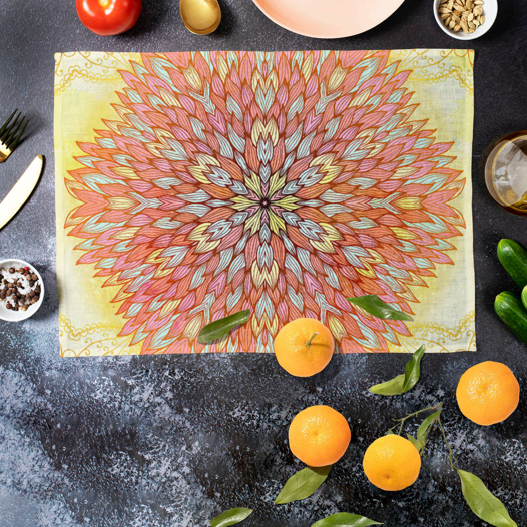 Ethnic Ornament D4 Table Mat Placemat-Table Place Mats Fabric-MAT_TB-IC 5007516 IC 5007516, Abstract Expressionism, Abstracts, Allah, Arabic, Art and Paintings, Asian, Botanical, Circle, Cities, City Views, Culture, Drawing, Ethnic, Floral, Flowers, Geometric, Geometric Abstraction, Hinduism, Illustrations, Indian, Islam, Mandala, Nature, Paintings, Patterns, Retro, Semi Abstract, Signs, Signs and Symbols, Symbols, Traditional, Tribal, World Culture, ornament, d4, table, mat, placemat, abstract, art, backgr