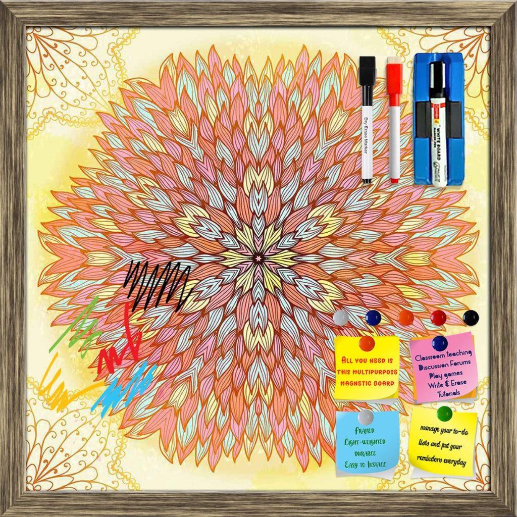 Ethnic Ornament Framed Magnetic Dry Erase Board | Combo with Magnet Buttons & Markers-Magnetic Boards Framed-MGB_FR-IC 5007516 IC 5007516, Abstract Expressionism, Abstracts, Allah, Arabic, Art and Paintings, Asian, Botanical, Circle, Cities, City Views, Culture, Drawing, Ethnic, Floral, Flowers, Geometric, Geometric Abstraction, Hinduism, Illustrations, Indian, Islam, Mandala, Nature, Paintings, Patterns, Retro, Semi Abstract, Signs, Signs and Symbols, Symbols, Traditional, Tribal, World Culture, ornament, 