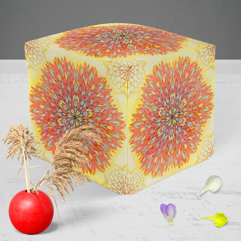 Ethnic Ornament D4 Footstool Footrest Puffy Pouffe Ottoman Bean Bag | Canvas Fabric-Footstools-FST_CB_BN-IC 5007516 IC 5007516, Abstract Expressionism, Abstracts, Allah, Arabic, Art and Paintings, Asian, Botanical, Circle, Cities, City Views, Culture, Drawing, Ethnic, Floral, Flowers, Geometric, Geometric Abstraction, Hinduism, Illustrations, Indian, Islam, Mandala, Nature, Paintings, Patterns, Retro, Semi Abstract, Signs, Signs and Symbols, Symbols, Traditional, Tribal, World Culture, ornament, d4, footsto