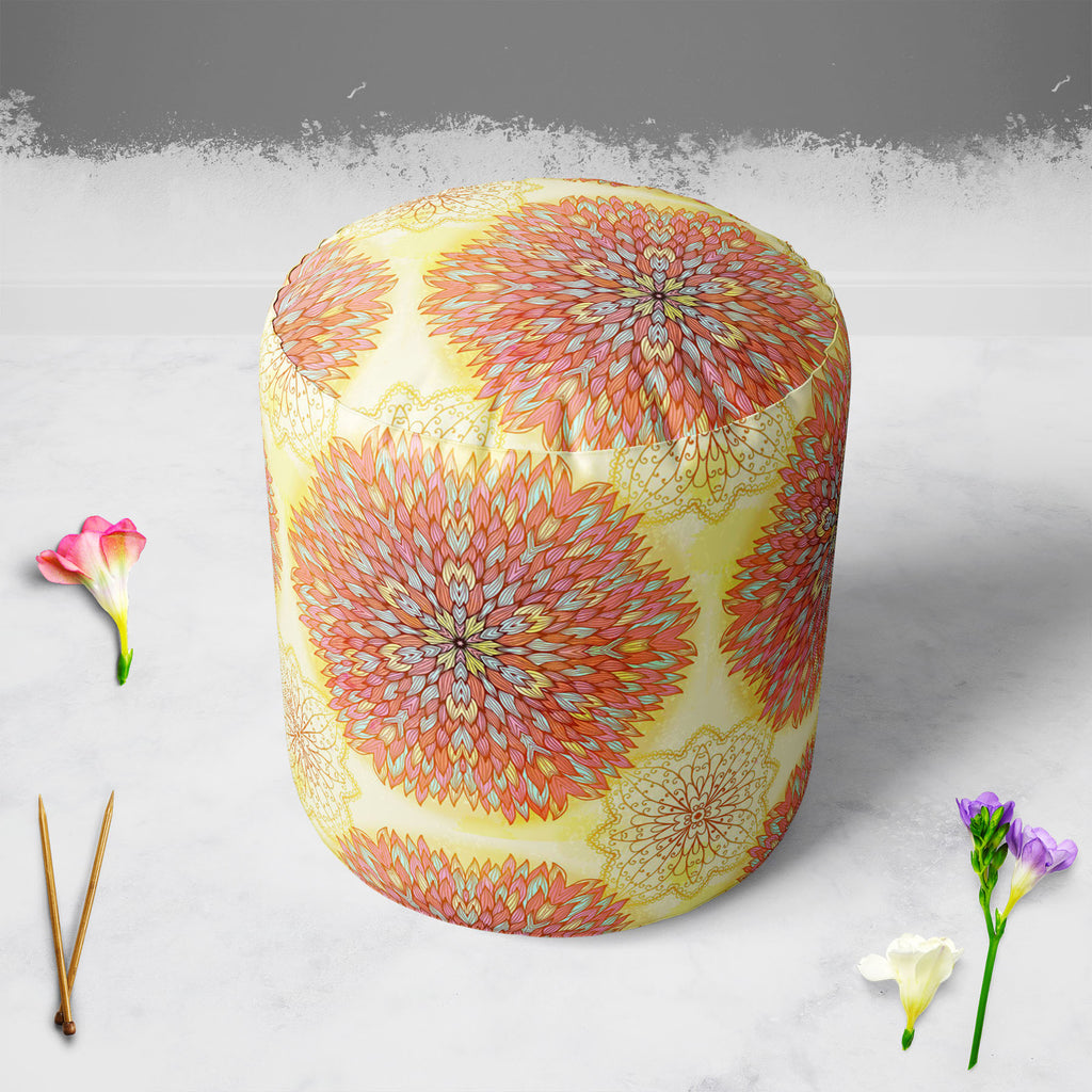 Ethnic Ornament D4 Footstool Footrest Puffy Pouffe Ottoman Bean Bag | Canvas Fabric-Footstools-FST_CB_BN-IC 5007516 IC 5007516, Abstract Expressionism, Abstracts, Allah, Arabic, Art and Paintings, Asian, Botanical, Circle, Cities, City Views, Culture, Drawing, Ethnic, Floral, Flowers, Geometric, Geometric Abstraction, Hinduism, Illustrations, Indian, Islam, Mandala, Nature, Paintings, Patterns, Retro, Semi Abstract, Signs, Signs and Symbols, Symbols, Traditional, Tribal, World Culture, ornament, d4, footsto