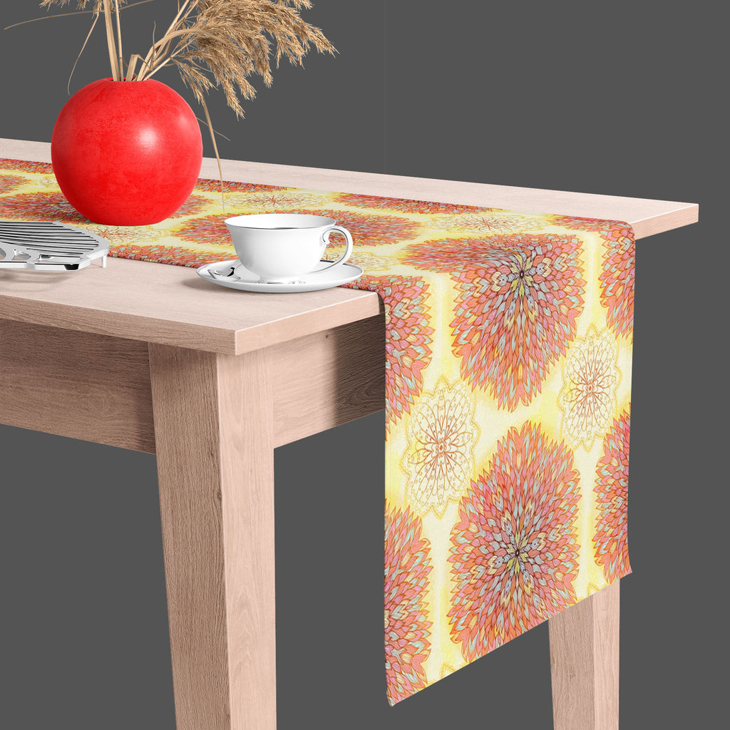 Ethnic Ornament D4 Table Runner-Table Runners-RUN_TB-IC 5007516 IC 5007516, Abstract Expressionism, Abstracts, Allah, Arabic, Art and Paintings, Asian, Botanical, Circle, Cities, City Views, Culture, Drawing, Ethnic, Floral, Flowers, Geometric, Geometric Abstraction, Hinduism, Illustrations, Indian, Islam, Mandala, Nature, Paintings, Patterns, Retro, Semi Abstract, Signs, Signs and Symbols, Symbols, Traditional, Tribal, World Culture, ornament, d4, table, runner, abstract, art, background, blue, brown, colo