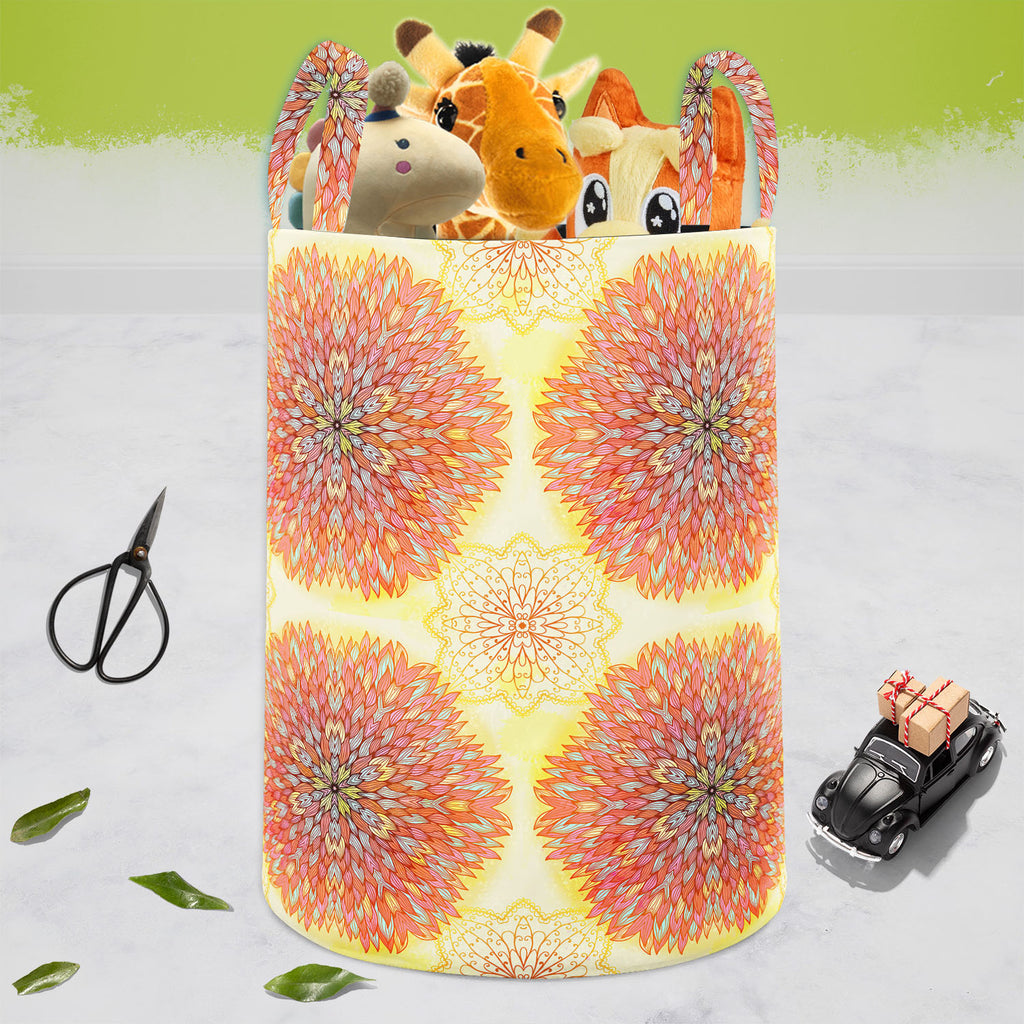 Ethnic Ornament D4 Foldable Open Storage Bin | Organizer Box, Toy Basket, Shelf Box, Laundry Bag | Canvas Fabric-Storage Bins-STR_BI_CB-IC 5007516 IC 5007516, Abstract Expressionism, Abstracts, Allah, Arabic, Art and Paintings, Asian, Botanical, Circle, Cities, City Views, Culture, Drawing, Ethnic, Floral, Flowers, Geometric, Geometric Abstraction, Hinduism, Illustrations, Indian, Islam, Mandala, Nature, Paintings, Patterns, Retro, Semi Abstract, Signs, Signs and Symbols, Symbols, Traditional, Tribal, World