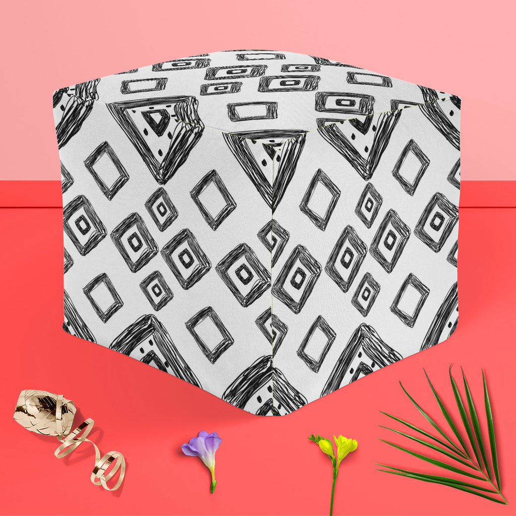 Geometric Art D1 Footstool Footrest Puffy Pouffe Ottoman Bean Bag | Canvas Fabric-Footstools-FST_CB_BN-IC 5007517 IC 5007517, Abstract Expressionism, Abstracts, Art and Paintings, Automobiles, Aztec, Black and White, Botanical, Culture, Digital, Digital Art, Ethnic, Fashion, Floral, Flowers, Geometric, Geometric Abstraction, Graphic, Hipster, Illustrations, Mexican, Modern Art, Nature, Patterns, Retro, Scenic, Semi Abstract, Signs, Signs and Symbols, Stripes, Traditional, Transportation, Travel, Tribal, Urb