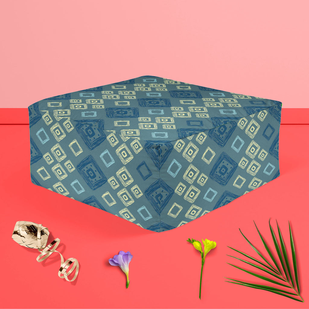 Geometric Art D2 Footstool Footrest Puffy Pouffe Ottoman Bean Bag | Canvas Fabric-Footstools-FST_CB_BN-IC 5007518 IC 5007518, Abstract Expressionism, Abstracts, Art and Paintings, Automobiles, Aztec, Black and White, Botanical, Culture, Digital, Digital Art, Ethnic, Fashion, Floral, Flowers, Geometric, Geometric Abstraction, Graphic, Hipster, Illustrations, Mexican, Modern Art, Nature, Patterns, Retro, Scenic, Semi Abstract, Signs, Signs and Symbols, Stripes, Traditional, Transportation, Travel, Tribal, Urb