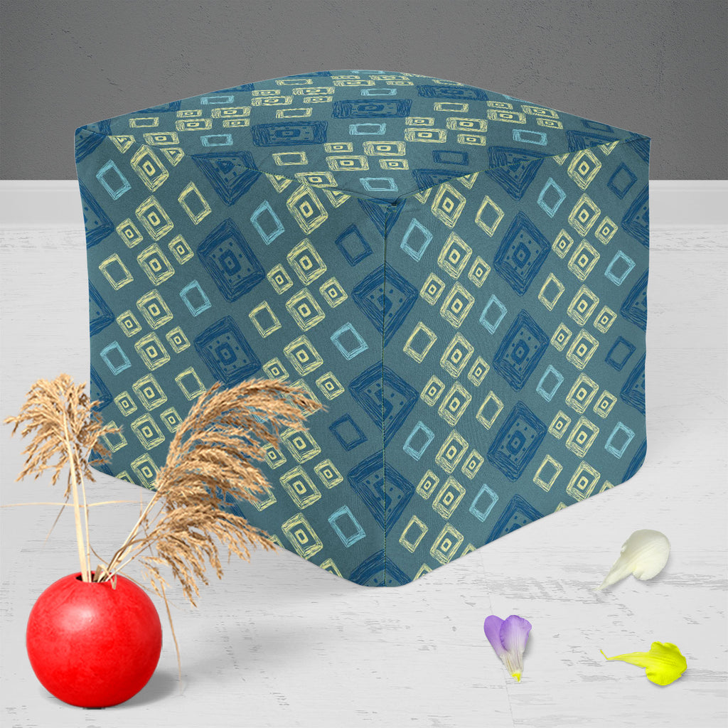 Geometric Art D2 Footstool Footrest Puffy Pouffe Ottoman Bean Bag | Canvas Fabric-Footstools-FST_CB_BN-IC 5007518 IC 5007518, Abstract Expressionism, Abstracts, Art and Paintings, Automobiles, Aztec, Black and White, Botanical, Culture, Digital, Digital Art, Ethnic, Fashion, Floral, Flowers, Geometric, Geometric Abstraction, Graphic, Hipster, Illustrations, Mexican, Modern Art, Nature, Patterns, Retro, Scenic, Semi Abstract, Signs, Signs and Symbols, Stripes, Traditional, Transportation, Travel, Tribal, Urb