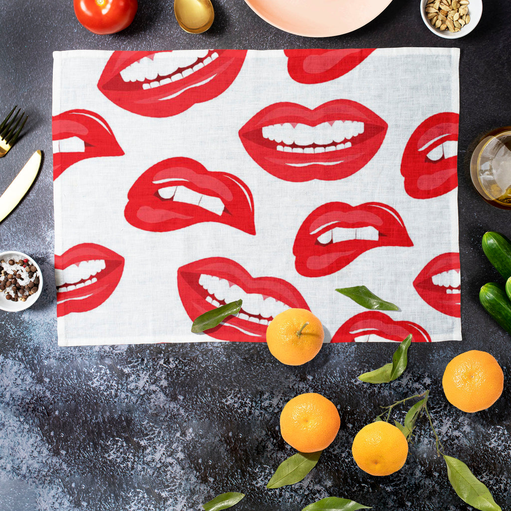 Lips D3 Table Mat Placemat-Table Place Mats Fabric-MAT_TB-IC 5007519 IC 5007519, Art and Paintings, Illustrations, Love, Modern Art, Patterns, People, Pop Art, Romance, Signs, Signs and Symbols, lips, d3, table, mat, placemat, art, background, beauty, color, colorful, cosmetic, design, desire, emotions, female, fun, funny, girl, illustration, kiss, laughter, lipstick, lover, makeup, modern, mouth, open, paint, pattern, pop, print, pucker, red, repeat, repetition, seamless, shout, smile, smooch, teeth, texti