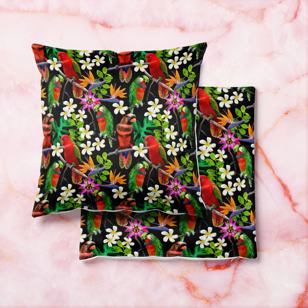 Exotic Birds & Beautiful Flowers D1 Cushion Cover Throw Pillow-Cushion Covers-CUS_CV-IC 5007520 IC 5007520, African, Animals, Art and Paintings, Birds, Black and White, Botanical, Drawing, Fashion, Floral, Flowers, Nature, Paintings, Patterns, Pets, Scenic, Signs, Signs and Symbols, Tropical, White, Wildlife, exotic, beautiful, d1, cushion, cover, throw, pillow, parrot, bird, parrots, jungle, seamless, africa, animal, art, blue, branch, brazil, bright, color, colorful, design, drawn, feather, flora, flower,