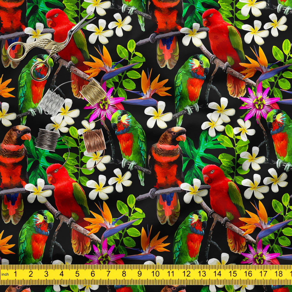 Exotic Birds & Beautiful Flowers D1 Upholstery Fabric by Metre | For Sofa, Curtains, Cushions, Furnishing, Craft, Dress Material-Upholstery Fabrics-FAB_RW-IC 5007520 IC 5007520, African, Animals, Art and Paintings, Birds, Black and White, Botanical, Drawing, Fashion, Floral, Flowers, Nature, Paintings, Patterns, Pets, Scenic, Signs, Signs and Symbols, Tropical, White, Wildlife, exotic, beautiful, d1, upholstery, fabric, by, metre, for, sofa, curtains, cushions, furnishing, craft, dress, material, parrot, bi