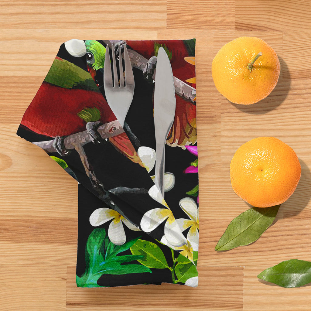 Exotic Birds & Beautiful Flowers D1 Table Napkin-Table Napkins-NAP_TB-IC 5007520 IC 5007520, African, Animals, Art and Paintings, Birds, Black and White, Botanical, Drawing, Fashion, Floral, Flowers, Nature, Paintings, Patterns, Pets, Scenic, Signs, Signs and Symbols, Tropical, White, Wildlife, exotic, beautiful, d1, table, napkin, parrot, bird, parrots, jungle, seamless, africa, animal, art, blue, branch, brazil, bright, color, colorful, design, drawn, feather, flora, flower, green, hibiscus, isolated, lea