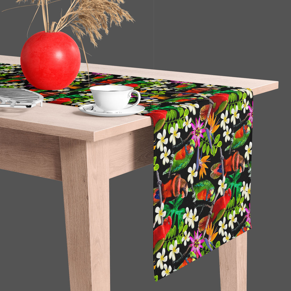 Exotic Birds & Beautiful Flowers D1 Table Runner-Table Runners-RUN_TB-IC 5007520 IC 5007520, African, Animals, Art and Paintings, Birds, Black and White, Botanical, Drawing, Fashion, Floral, Flowers, Nature, Paintings, Patterns, Pets, Scenic, Signs, Signs and Symbols, Tropical, White, Wildlife, exotic, beautiful, d1, table, runner, parrot, bird, parrots, jungle, seamless, africa, animal, art, blue, branch, brazil, bright, color, colorful, design, drawn, feather, flora, flower, green, hibiscus, isolated, lea