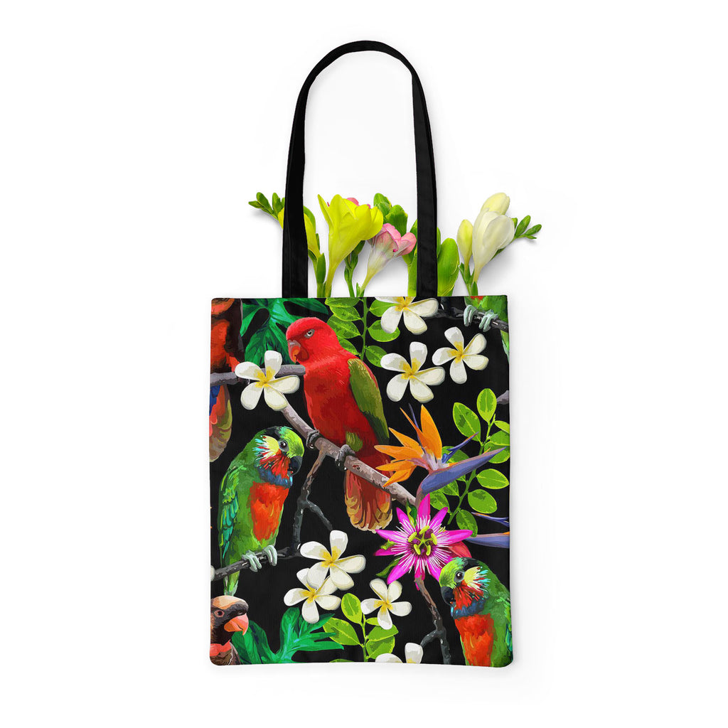 Exotic Birds & Beautiful Flowers D1 Tote Bag Shoulder Purse | Multipurpose-Tote Bags Basic-TOT_FB_BS-IC 5007520 IC 5007520, African, Animals, Art and Paintings, Birds, Black and White, Botanical, Drawing, Fashion, Floral, Flowers, Nature, Paintings, Patterns, Pets, Scenic, Signs, Signs and Symbols, Tropical, White, Wildlife, exotic, beautiful, d1, tote, bag, shoulder, purse, multipurpose, parrot, bird, parrots, jungle, seamless, africa, animal, art, blue, branch, brazil, bright, color, colorful, design, dra