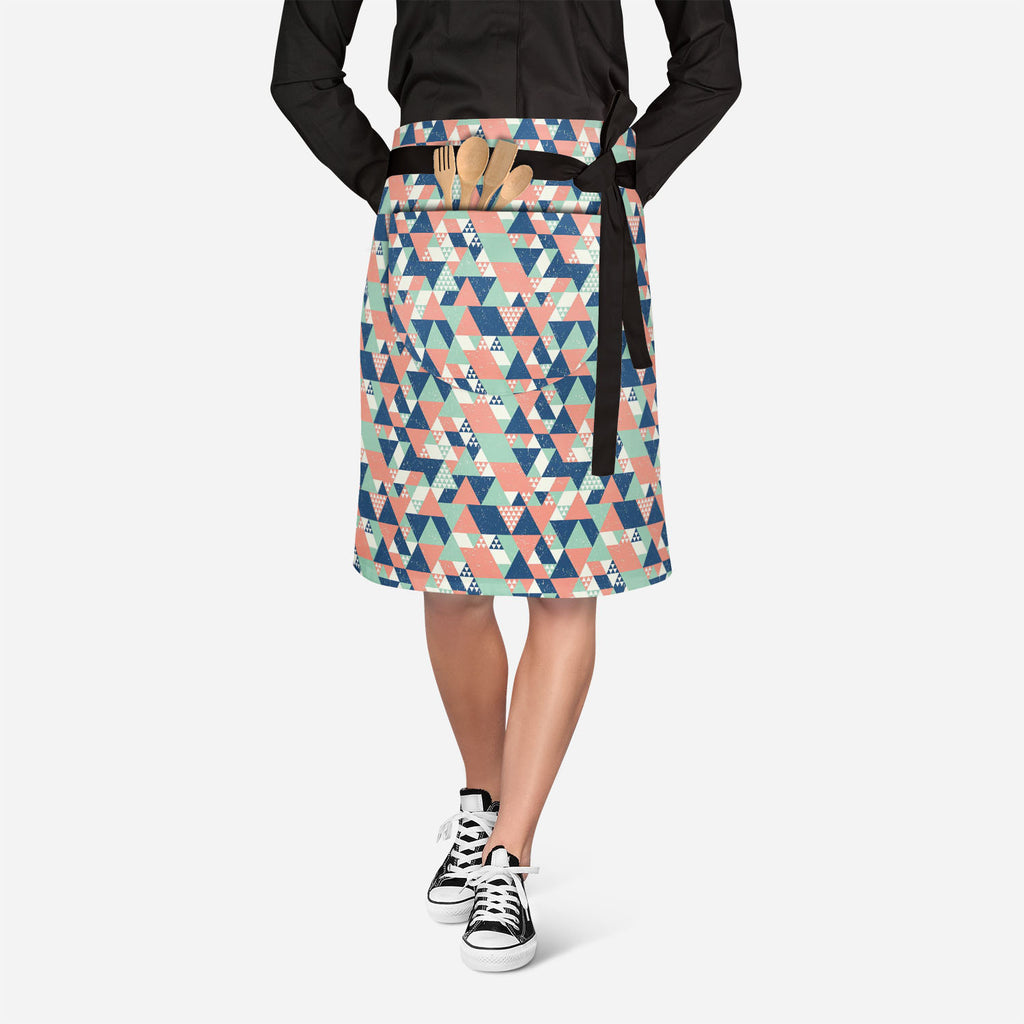 Blue Orange Green Triangles Apron | Adjustable, Free Size & Waist Tiebacks-Apron Waist to Feet-APR_WS_KN-IC 5007521 IC 5007521, Abstract Expressionism, Abstracts, Decorative, Diamond, Digital, Digital Art, Fashion, Geometric, Geometric Abstraction, Graphic, Illustrations, Modern Art, Patterns, Retro, Semi Abstract, Signs, Signs and Symbols, Triangles, blue, orange, green, apron, adjustable, free, size, waist, tiebacks, abstract, backdrop, colorful, cool, creative, decoration, design, fabric, geometrical, ge