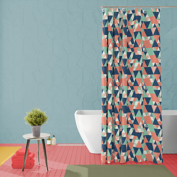 Colorful Triangles D1 Washable Waterproof Shower Curtain-Shower Curtains-CUR_SH-IC 5007521 IC 5007521, Abstract Expressionism, Abstracts, Decorative, Diamond, Digital, Digital Art, Fashion, Geometric, Geometric Abstraction, Graphic, Illustrations, Modern Art, Patterns, Retro, Semi Abstract, Signs, Signs and Symbols, Triangles, colorful, d1, washable, waterproof, polyester, shower, curtain, eyelets, abstract, backdrop, blue, cool, creative, decoration, design, fabric, geometrical, geometry, green, illustrati