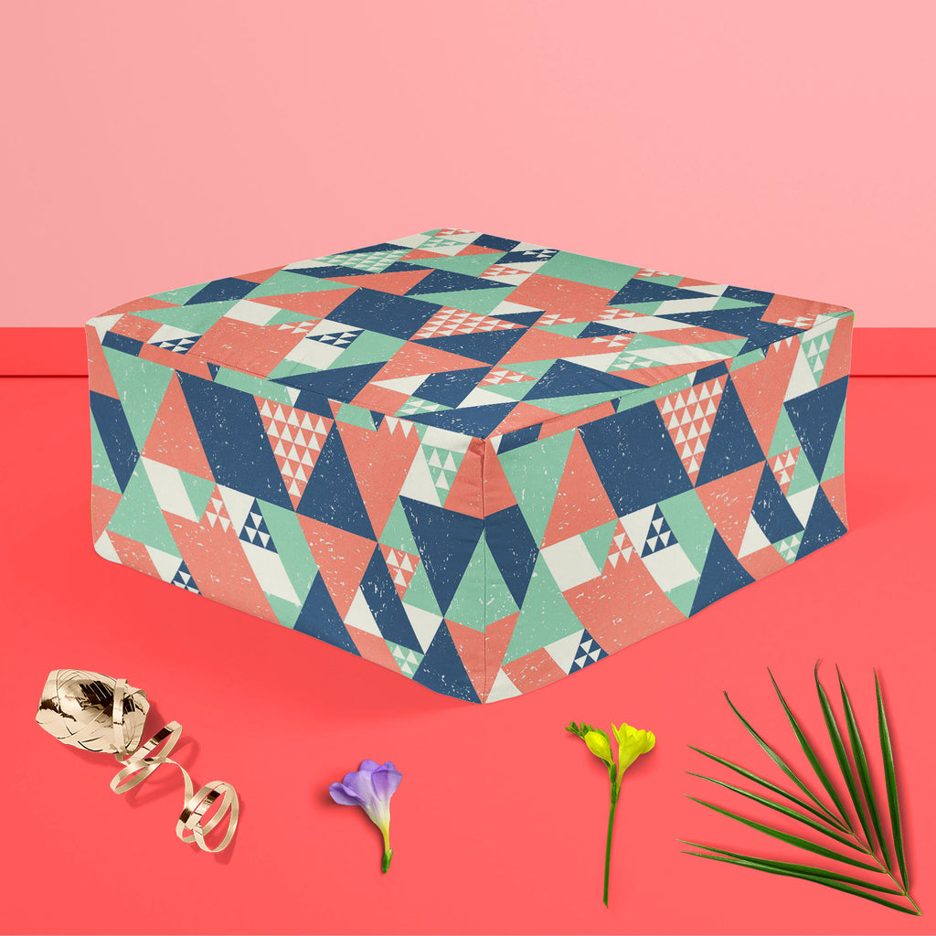Colorful Triangles D1 Footstool Footrest Puffy Pouffe Ottoman Bean Bag | Canvas Fabric-Footstools-FST_CB_BN-IC 5007521 IC 5007521, Abstract Expressionism, Abstracts, Decorative, Diamond, Digital, Digital Art, Fashion, Geometric, Geometric Abstraction, Graphic, Illustrations, Modern Art, Patterns, Retro, Semi Abstract, Signs, Signs and Symbols, Triangles, colorful, d1, footstool, footrest, puffy, pouffe, ottoman, bean, bag, canvas, fabric, abstract, backdrop, blue, cool, creative, decoration, design, geometr