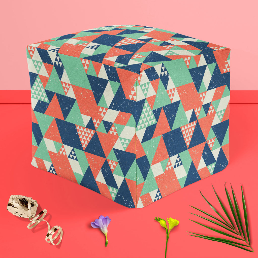 Colorful Triangles D1 Footstool Footrest Puffy Pouffe Ottoman Bean Bag | Canvas Fabric-Footstools-FST_CB_BN-IC 5007521 IC 5007521, Abstract Expressionism, Abstracts, Decorative, Diamond, Digital, Digital Art, Fashion, Geometric, Geometric Abstraction, Graphic, Illustrations, Modern Art, Patterns, Retro, Semi Abstract, Signs, Signs and Symbols, Triangles, colorful, d1, footstool, footrest, puffy, pouffe, ottoman, bean, bag, canvas, fabric, abstract, backdrop, blue, cool, creative, decoration, design, geometr