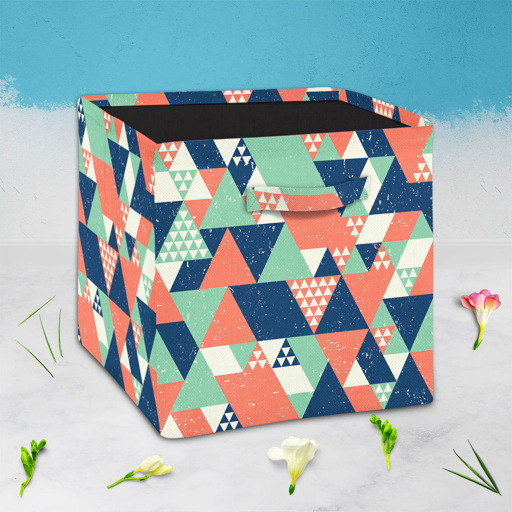 Colorful Triangles D1 Foldable Open Storage Bin | Organizer Box, Toy Basket, Shelf Box, Laundry Bag | Canvas Fabric-Storage Bins-STR_BI_CB-IC 5007521 IC 5007521, Abstract Expressionism, Abstracts, Decorative, Diamond, Digital, Digital Art, Fashion, Geometric, Geometric Abstraction, Graphic, Illustrations, Modern Art, Patterns, Retro, Semi Abstract, Signs, Signs and Symbols, Triangles, colorful, d1, foldable, open, storage, bin, organizer, box, toy, basket, shelf, laundry, bag, canvas, fabric, abstract, back