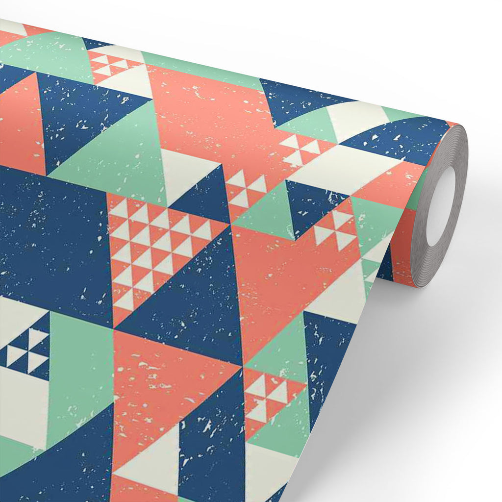 Blue Orange Green Triangles Wallpaper Roll-Wallpapers Peel & Stick-WAL_PA-IC 5007521 IC 5007521, Abstract Expressionism, Abstracts, Decorative, Diamond, Digital, Digital Art, Fashion, Geometric, Geometric Abstraction, Graphic, Illustrations, Modern Art, Patterns, Retro, Semi Abstract, Signs, Signs and Symbols, Triangles, blue, orange, green, wallpaper, roll, abstract, backdrop, colorful, cool, creative, decoration, design, fabric, geometrical, geometry, illustration, modern, mosaic, paper, patchwork, patter