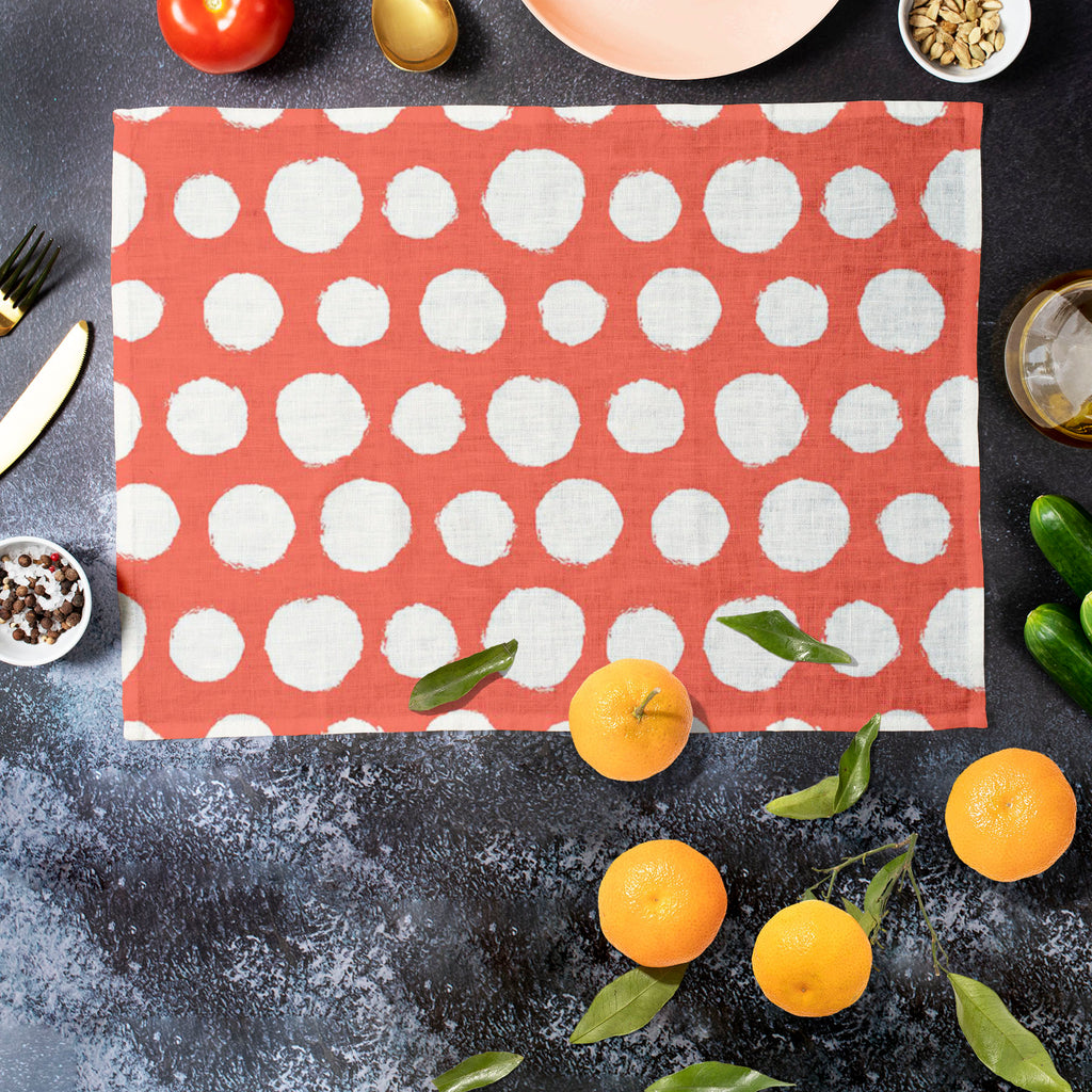 Painted Polka Dot Table Mat Placemat-Table Place Mats Fabric-MAT_TB-IC 5007524 IC 5007524, Abstract Expressionism, Abstracts, Art and Paintings, Books, Circle, Decorative, Dots, Drawing, Geometric, Geometric Abstraction, Illustrations, Modern Art, Patterns, Retro, Semi Abstract, Signs, Signs and Symbols, Splatter, Watercolour, painted, polka, dot, table, mat, placemat, abstract, acrylic, art, background, bubble, chaos, decoration, design, dye, elegant, fabric, form, illustration, modern, neutral, organic, o
