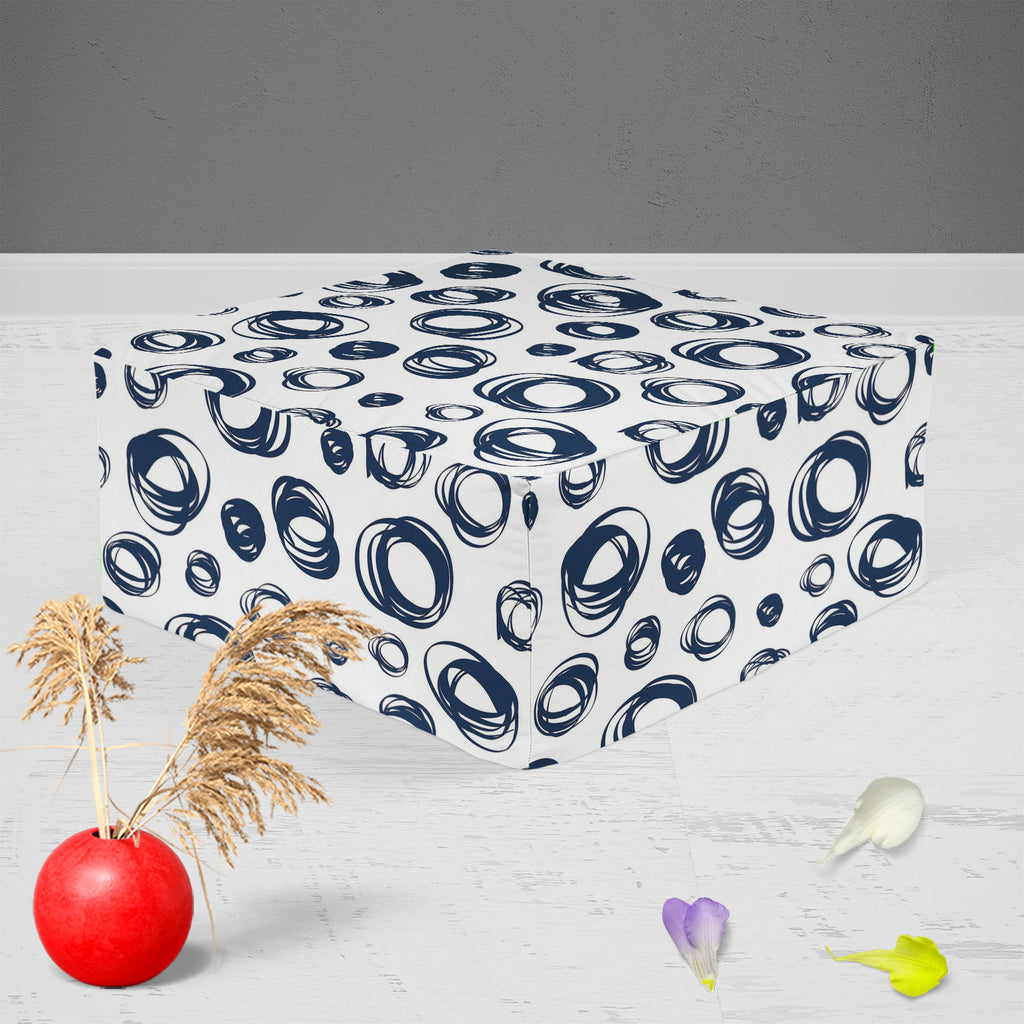 Doodle Contrast Footstool Footrest Puffy Pouffe Ottoman Bean Bag | Canvas Fabric-Footstools-FST_CB_BN-IC 5007525 IC 5007525, Abstract Expressionism, Abstracts, Ancient, Art and Paintings, Circle, Culture, Digital, Digital Art, Drawing, Ethnic, Fashion, Graphic, Historical, Illustrations, Medieval, Modern Art, Patterns, Retro, Semi Abstract, Signs, Signs and Symbols, Traditional, Tribal, Vintage, World Culture, doodle, contrast, footstool, footrest, puffy, pouffe, ottoman, bean, bag, canvas, fabric, abstract