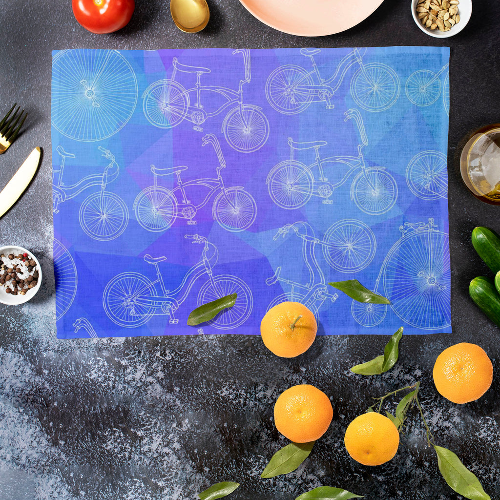 Bicycles D4 Table Mat Placemat-Table Place Mats Fabric-MAT_TB-IC 5007528 IC 5007528, Art and Paintings, Automobiles, Bikes, Cities, City Views, Digital, Digital Art, Drawing, Graphic, Hipster, Hobbies, Illustrations, Patterns, Retro, Signs, Signs and Symbols, Sketches, Sports, Transportation, Travel, Vehicles, Vintage, Metallic, bicycles, d4, table, mat, placemat, art, background, bicycle, bike, blue, circus, city, classic, color, colorful, cute, cycle, design, doodle, exercise, fitness, fun, healthy, hobby