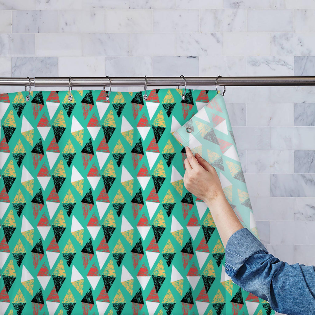 Grunged Triangles Washable Waterproof Shower Curtain-Shower Curtains-CUR_SH-IC 5007529 IC 5007529, Abstract Expressionism, Abstracts, African, Ancient, Art and Paintings, Aztec, Bohemian, Brush Stroke, Chevron, Culture, Ethnic, Eygptian, Geometric, Geometric Abstraction, Graffiti, Hand Drawn, Historical, Medieval, Mexican, Modern Art, Patterns, Retro, Semi Abstract, Signs, Signs and Symbols, Splatter, Traditional, Triangles, Tribal, Vintage, Watercolour, World Culture, grunged, washable, waterproof, shower,