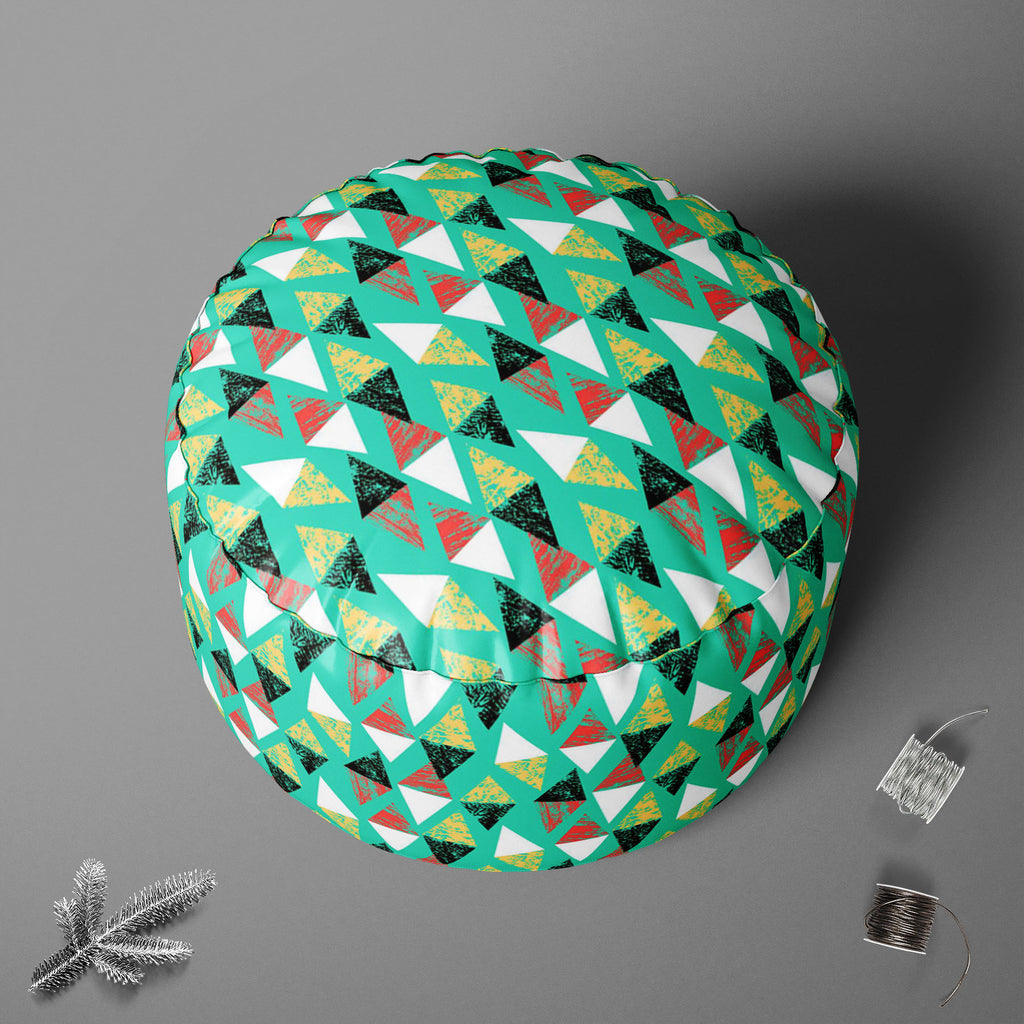 Grunged Triangles Footstool Footrest Puffy Pouffe Ottoman Bean Bag | Canvas Fabric-Footstools-FST_CB_BN-IC 5007529 IC 5007529, Abstract Expressionism, Abstracts, African, Ancient, Art and Paintings, Aztec, Bohemian, Brush Stroke, Chevron, Culture, Ethnic, Eygptian, Geometric, Geometric Abstraction, Graffiti, Hand Drawn, Historical, Medieval, Mexican, Modern Art, Patterns, Retro, Semi Abstract, Signs, Signs and Symbols, Splatter, Traditional, Triangles, Tribal, Vintage, Watercolour, World Culture, grunged, f