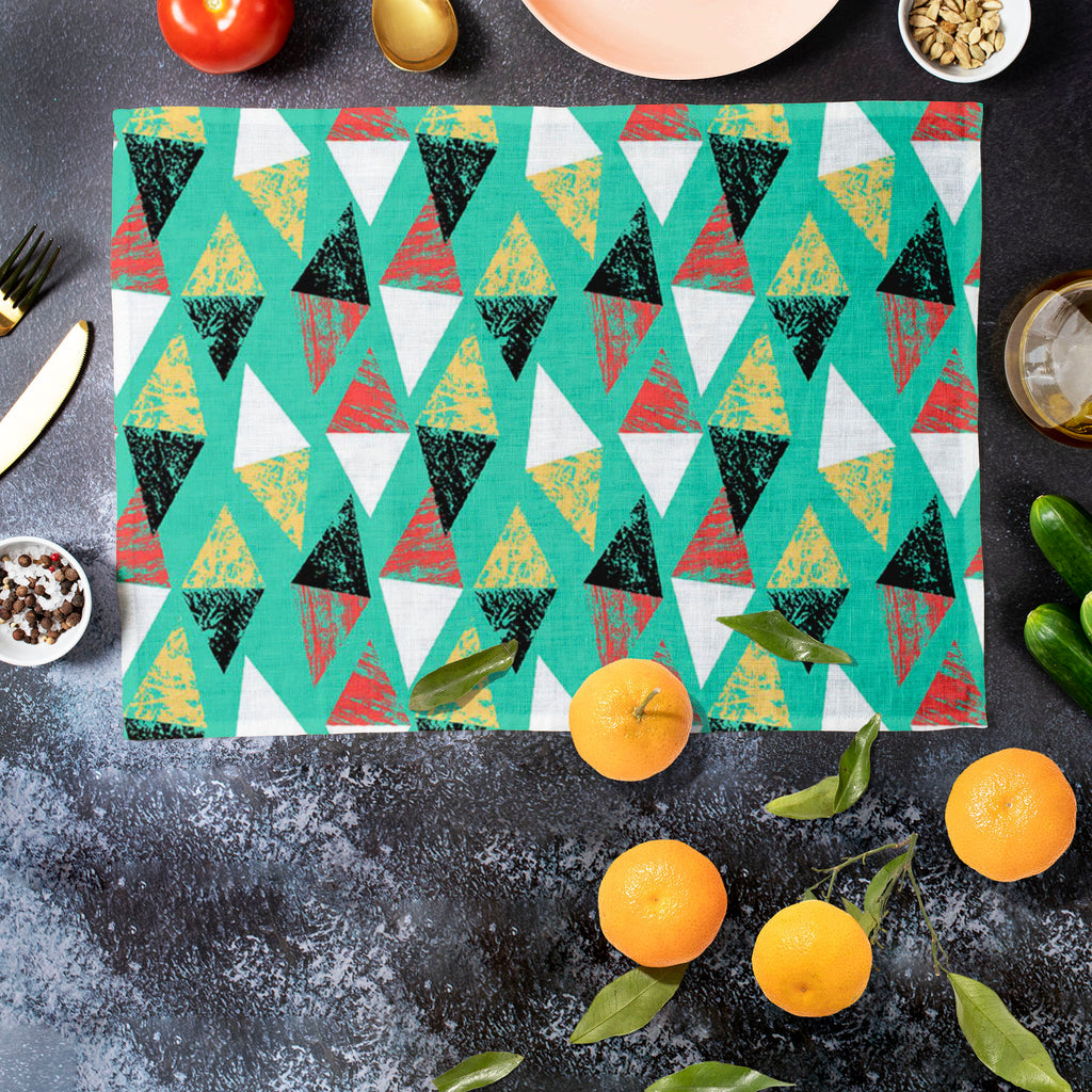 Grunged Triangles Table Mat Placemat-Table Place Mats Fabric-MAT_TB-IC 5007529 IC 5007529, Abstract Expressionism, Abstracts, African, Ancient, Art and Paintings, Aztec, Bohemian, Brush Stroke, Chevron, Culture, Ethnic, Eygptian, Geometric, Geometric Abstraction, Graffiti, Hand Drawn, Historical, Medieval, Mexican, Modern Art, Patterns, Retro, Semi Abstract, Signs, Signs and Symbols, Splatter, Traditional, Triangles, Tribal, Vintage, Watercolour, World Culture, grunged, table, mat, placemat, abstract, art, 