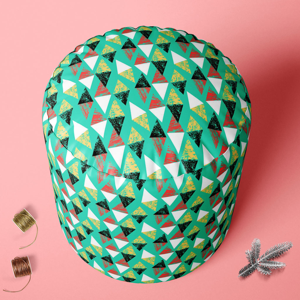 Grunged Triangles Footstool Footrest Puffy Pouffe Ottoman Bean Bag | Canvas Fabric-Footstools-FST_CB_BN-IC 5007529 IC 5007529, Abstract Expressionism, Abstracts, African, Ancient, Art and Paintings, Aztec, Bohemian, Brush Stroke, Chevron, Culture, Ethnic, Eygptian, Geometric, Geometric Abstraction, Graffiti, Hand Drawn, Historical, Medieval, Mexican, Modern Art, Patterns, Retro, Semi Abstract, Signs, Signs and Symbols, Splatter, Traditional, Triangles, Tribal, Vintage, Watercolour, World Culture, grunged, f