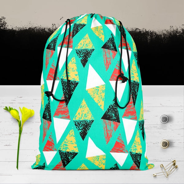 Grunged Triangles Reusable Sack Bag | Bag for Gym, Storage, Vegetable & Travel-Drawstring Sack Bags-SCK_FB_DS-IC 5007529 IC 5007529, Abstract Expressionism, Abstracts, African, Ancient, Art and Paintings, Aztec, Bohemian, Brush Stroke, Chevron, Culture, Ethnic, Eygptian, Geometric, Geometric Abstraction, Graffiti, Hand Drawn, Historical, Medieval, Mexican, Modern Art, Patterns, Retro, Semi Abstract, Signs, Signs and Symbols, Splatter, Traditional, Triangles, Tribal, Vintage, Watercolour, World Culture, grun