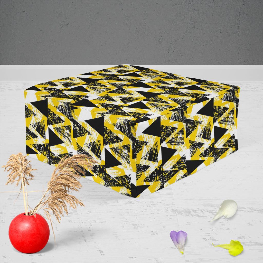 Geometrical Behaviour D1 Footstool Footrest Puffy Pouffe Ottoman Bean Bag | Canvas Fabric-Footstools-FST_CB_BN-IC 5007530 IC 5007530, Abstract Expressionism, Abstracts, African, Ancient, Art and Paintings, Aztec, Bohemian, Brush Stroke, Chevron, Culture, Ethnic, Eygptian, Geometric, Geometric Abstraction, Graffiti, Hand Drawn, Historical, Medieval, Mexican, Modern Art, Patterns, Retro, Semi Abstract, Signs, Signs and Symbols, Splatter, Traditional, Triangles, Tribal, Vintage, Watercolour, World Culture, geo