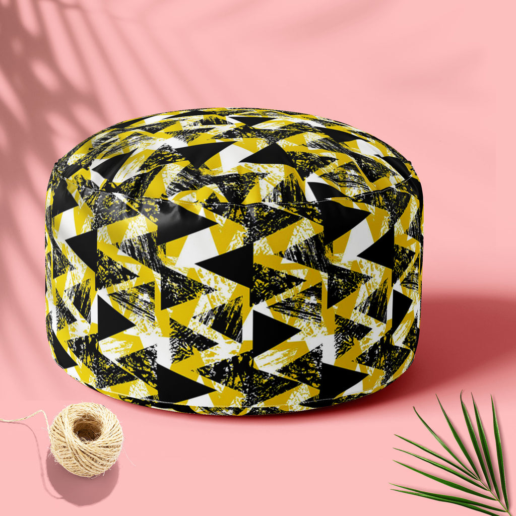 Geometrical Behaviour D1 Footstool Footrest Puffy Pouffe Ottoman Bean Bag | Canvas Fabric-Footstools-FST_CB_BN-IC 5007530 IC 5007530, Abstract Expressionism, Abstracts, African, Ancient, Art and Paintings, Aztec, Bohemian, Brush Stroke, Chevron, Culture, Ethnic, Eygptian, Geometric, Geometric Abstraction, Graffiti, Hand Drawn, Historical, Medieval, Mexican, Modern Art, Patterns, Retro, Semi Abstract, Signs, Signs and Symbols, Splatter, Traditional, Triangles, Tribal, Vintage, Watercolour, World Culture, geo