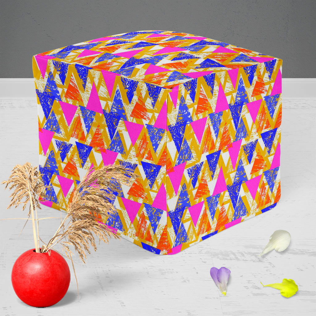 Geometrical Behaviour D3 Footstool Footrest Puffy Pouffe Ottoman Bean Bag | Canvas Fabric-Footstools-FST_CB_BN-IC 5007532 IC 5007532, Abstract Expressionism, Abstracts, African, Ancient, Art and Paintings, Aztec, Bohemian, Brush Stroke, Chevron, Culture, Ethnic, Eygptian, Geometric, Geometric Abstraction, Graffiti, Hand Drawn, Historical, Medieval, Mexican, Modern Art, Patterns, Retro, Semi Abstract, Signs, Signs and Symbols, Splatter, Traditional, Triangles, Tribal, Vintage, Watercolour, World Culture, geo