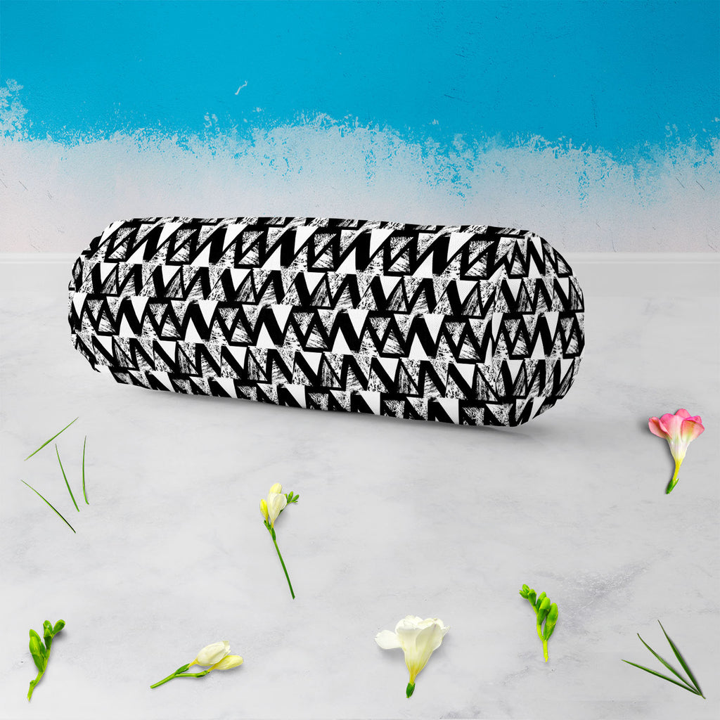 Geometrical Behaviour D4 Bolster Cover Booster Cases | Concealed Zipper Opening-Bolster Covers-BOL_CV_ZP-IC 5007533 IC 5007533, Abstract Expressionism, Abstracts, African, Ancient, Art and Paintings, Aztec, Black and White, Bohemian, Brush Stroke, Chevron, Culture, Ethnic, Eygptian, Geometric, Geometric Abstraction, Graffiti, Hand Drawn, Historical, Medieval, Mexican, Modern Art, Patterns, Retro, Semi Abstract, Signs, Signs and Symbols, Splatter, Traditional, Triangles, Tribal, Vintage, Watercolour, White, 