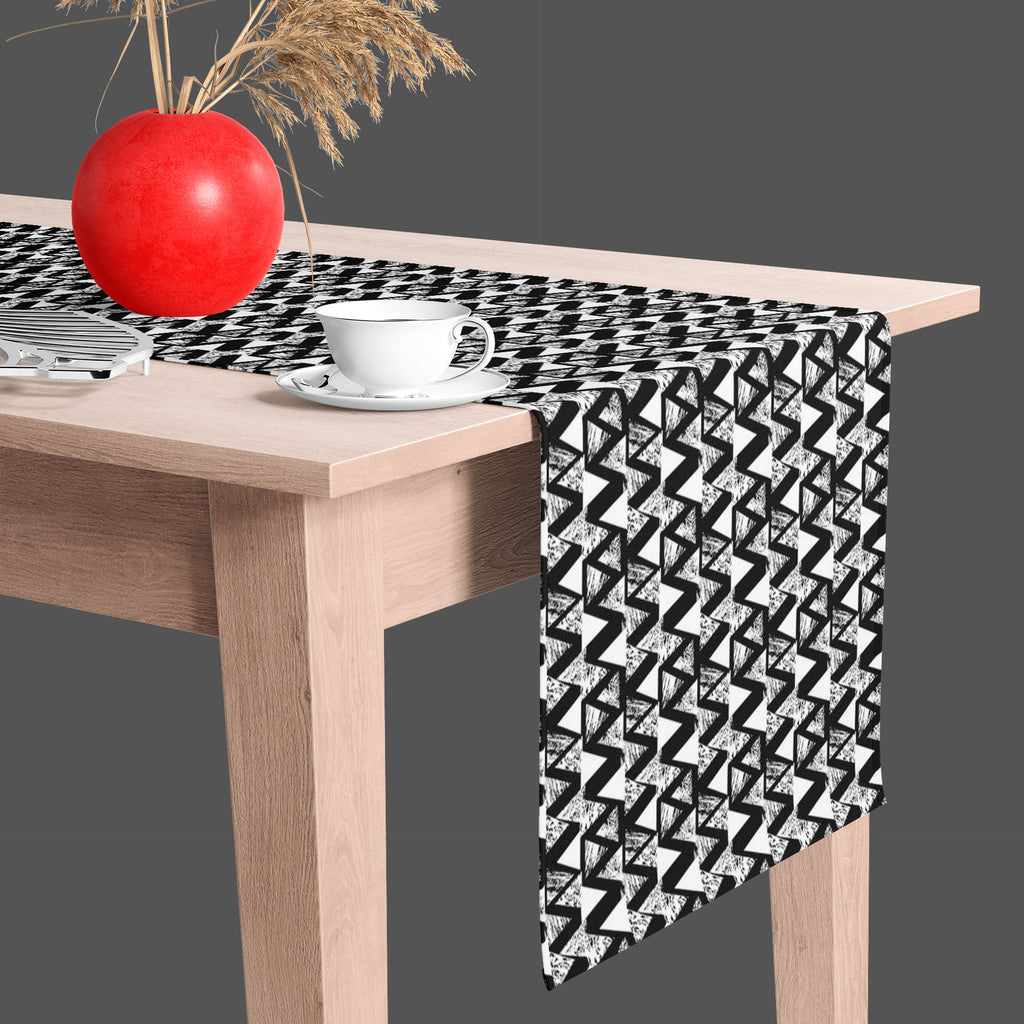 Geometrical Behaviour D4 Table Runner-Table Runners-RUN_TB-IC 5007533 IC 5007533, Abstract Expressionism, Abstracts, African, Ancient, Art and Paintings, Aztec, Black and White, Bohemian, Brush Stroke, Chevron, Culture, Ethnic, Eygptian, Geometric, Geometric Abstraction, Graffiti, Hand Drawn, Historical, Medieval, Mexican, Modern Art, Patterns, Retro, Semi Abstract, Signs, Signs and Symbols, Splatter, Traditional, Triangles, Tribal, Vintage, Watercolour, White, World Culture, geometrical, behaviour, d4, tab